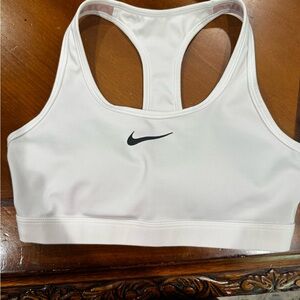 Nike White Racerback Medium-Support Sports Bra with Black Swoosh